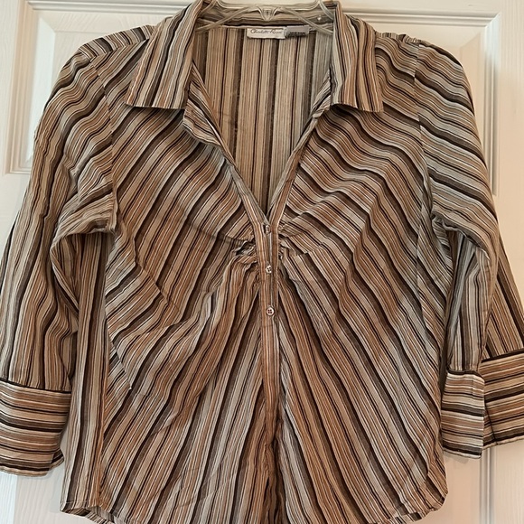 🤎VINTAGE Charlotte Russe 3/4 3 Striped Button Top🤎 - Picture 2 of 10
